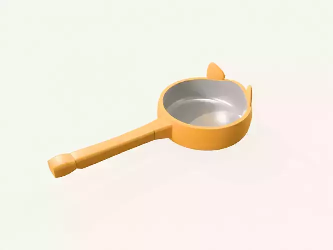 Cartoon Cat Frying Pan Low-poly 3D model 4