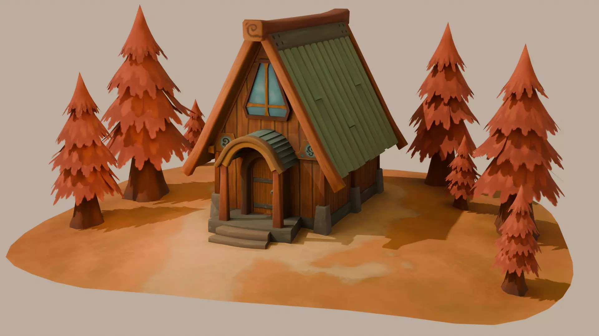 Stylized Hand-Painted Diorama House - Game Asset Free low-poly 3D model