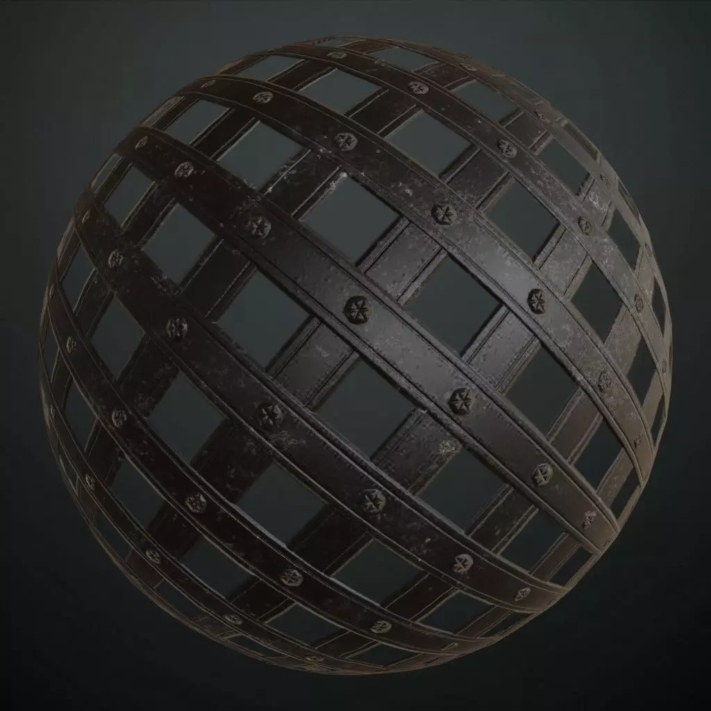Medieval Riveted Iron Portcullis Metal PBR Seamless Texture