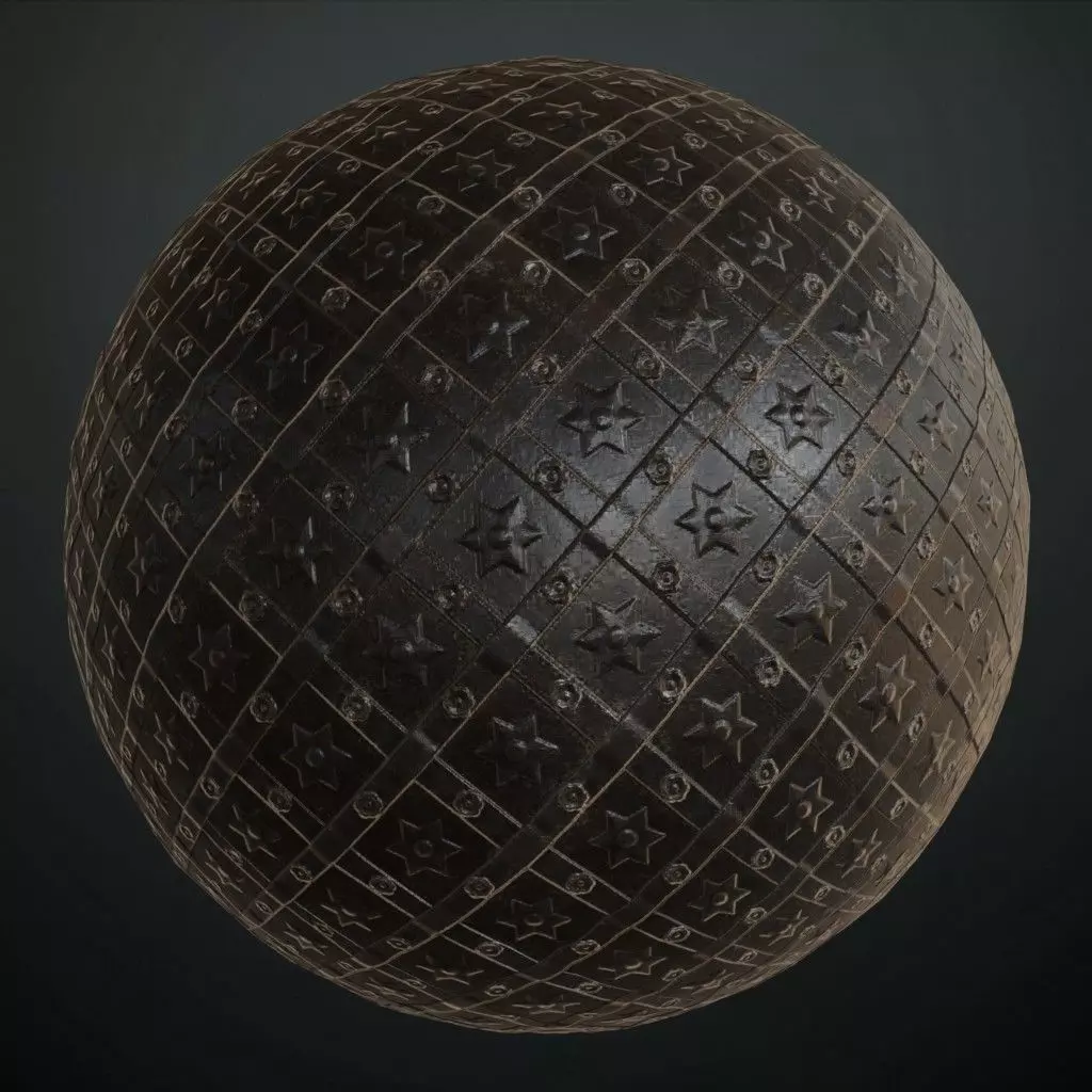 Ornate Star-Studded Iron Gate Metal PBR Seamless Texture