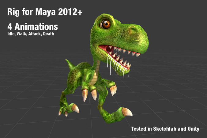 Low-Poly Cartoon Dinosaur Low-poly 3D model