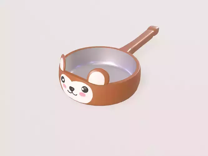 Cartoon Monkey Frying Pan Low-poly 3D model 2
