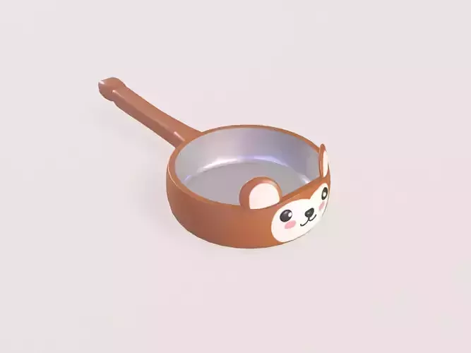 Cartoon Monkey Frying Pan Low-poly 3D model