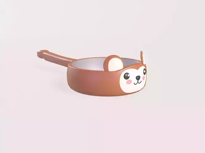 Cartoon Monkey Frying Pan Low-poly 3D model 5