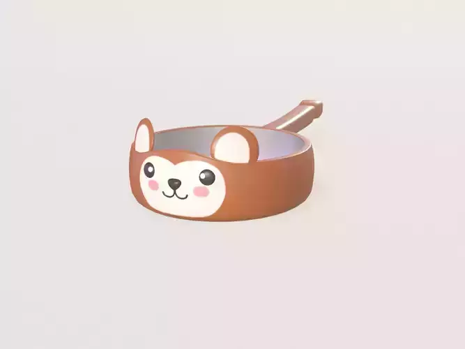 Cartoon Monkey Frying Pan Low-poly 3D model 7
