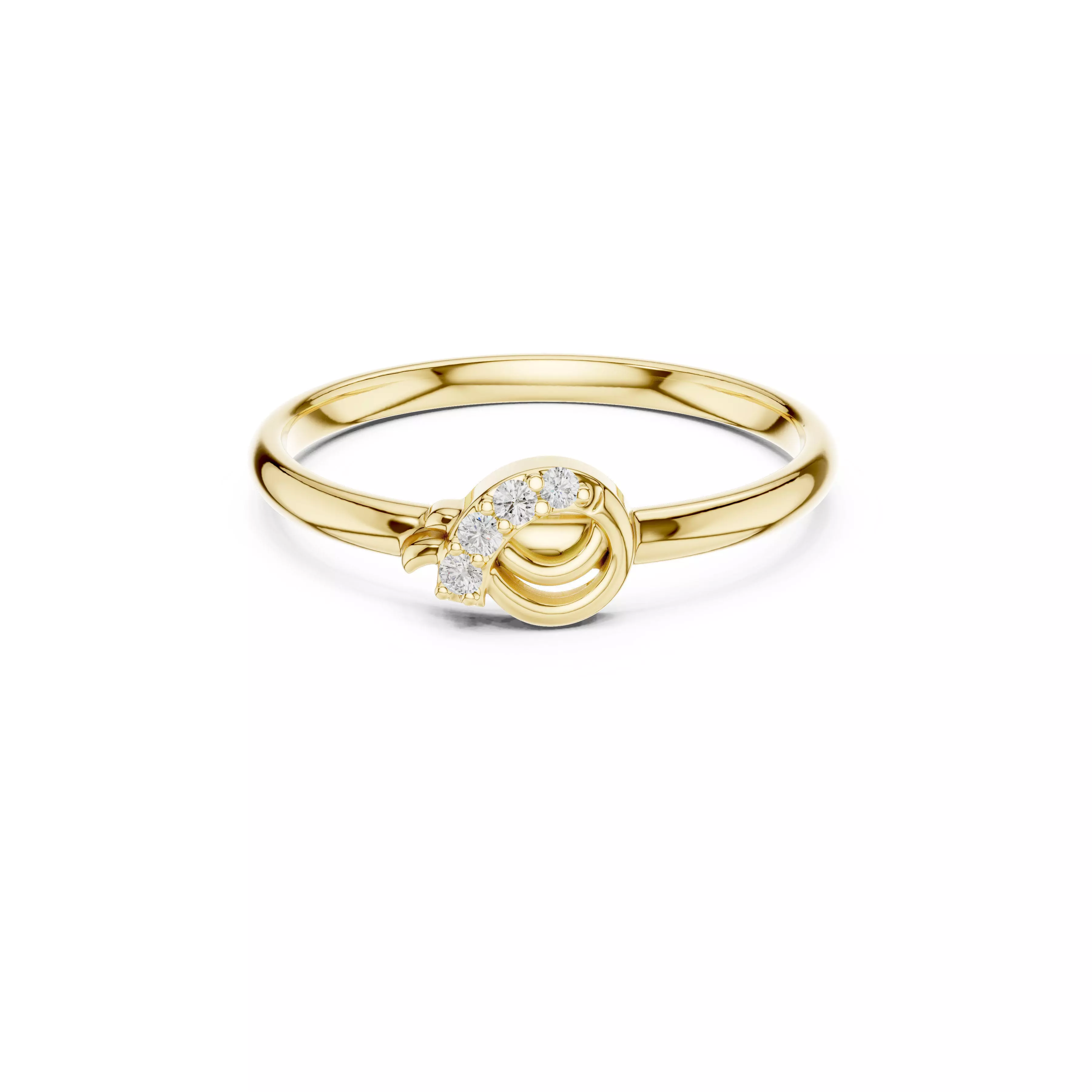 Minimal Swirl Diamond Ring 3D Model Jewelry CAD 3D print model