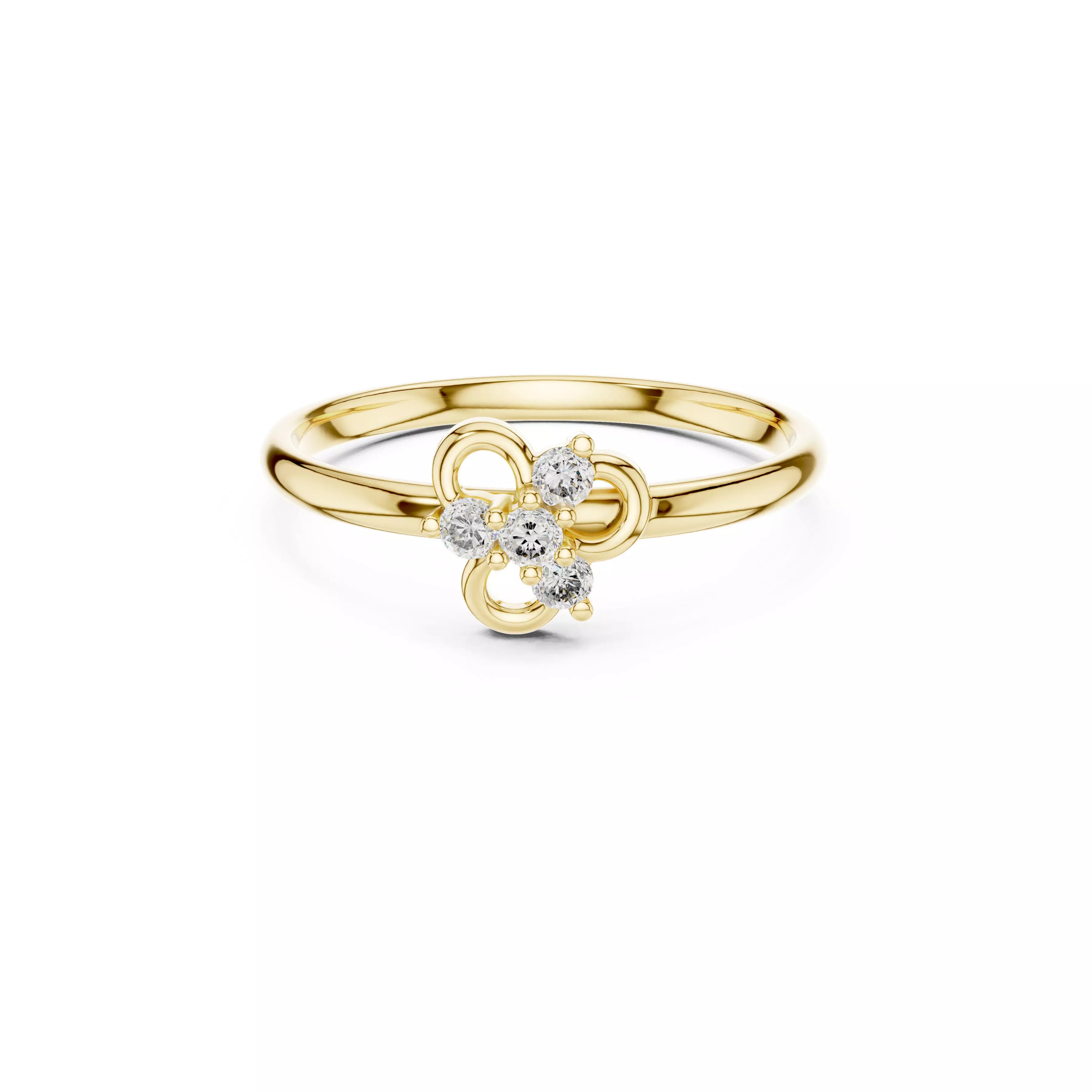 Minimal Jewelry Floral Diamond Petal Cluster Ring CAD 3D print model