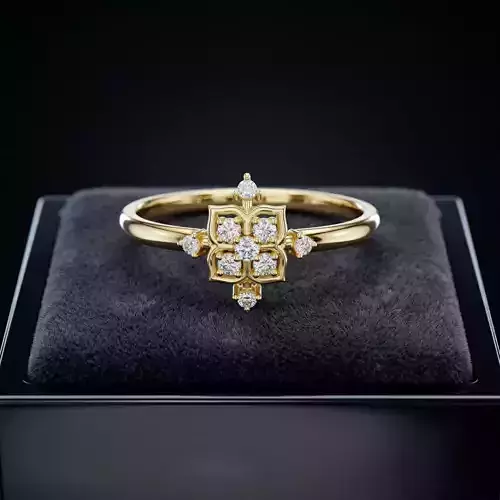 Jewelry Brilliant Cut Geometric Floral Diamond Cluster Ring