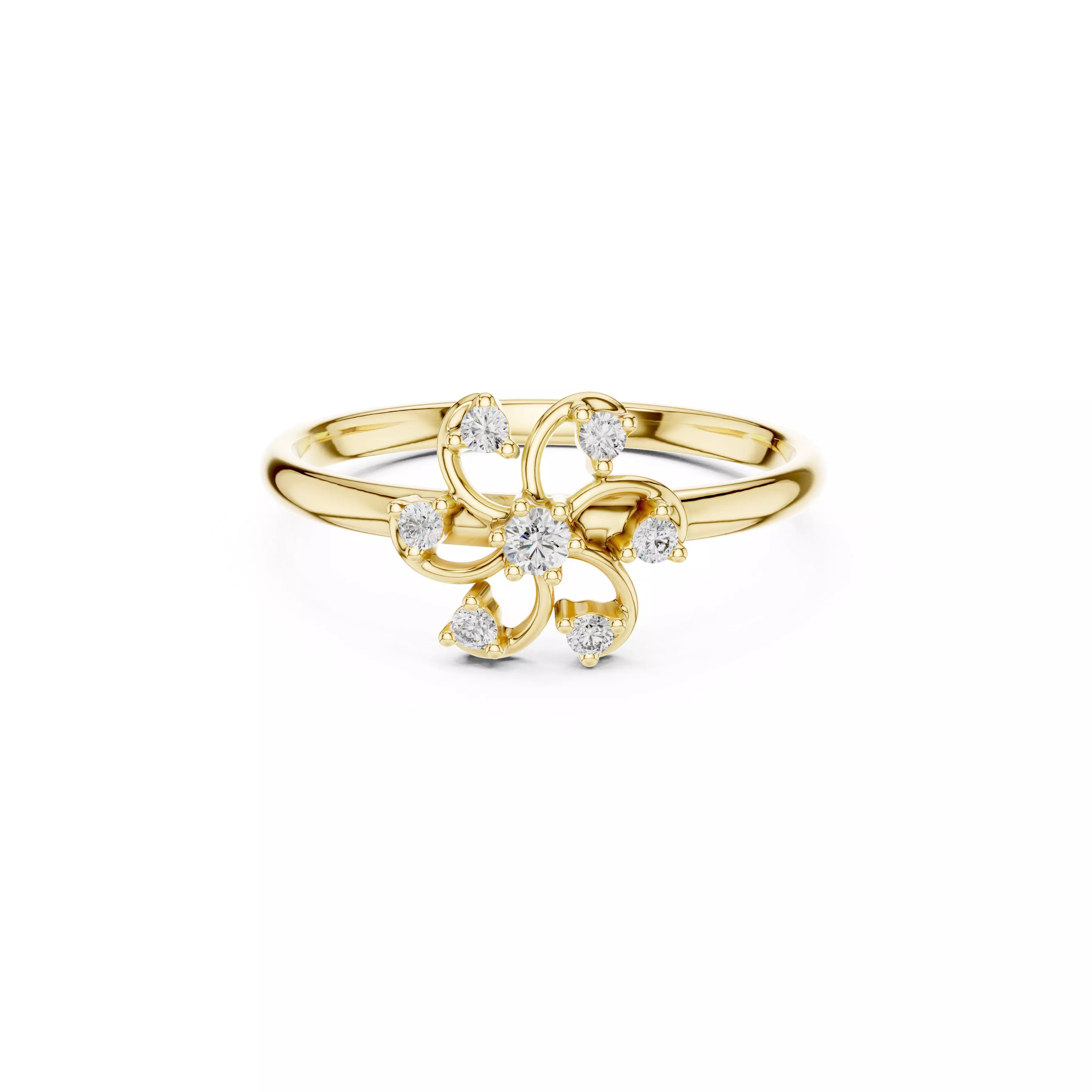 Jewelry Floral Swirl Round Diamond Engagement Ring Jewel CAD 3D print model