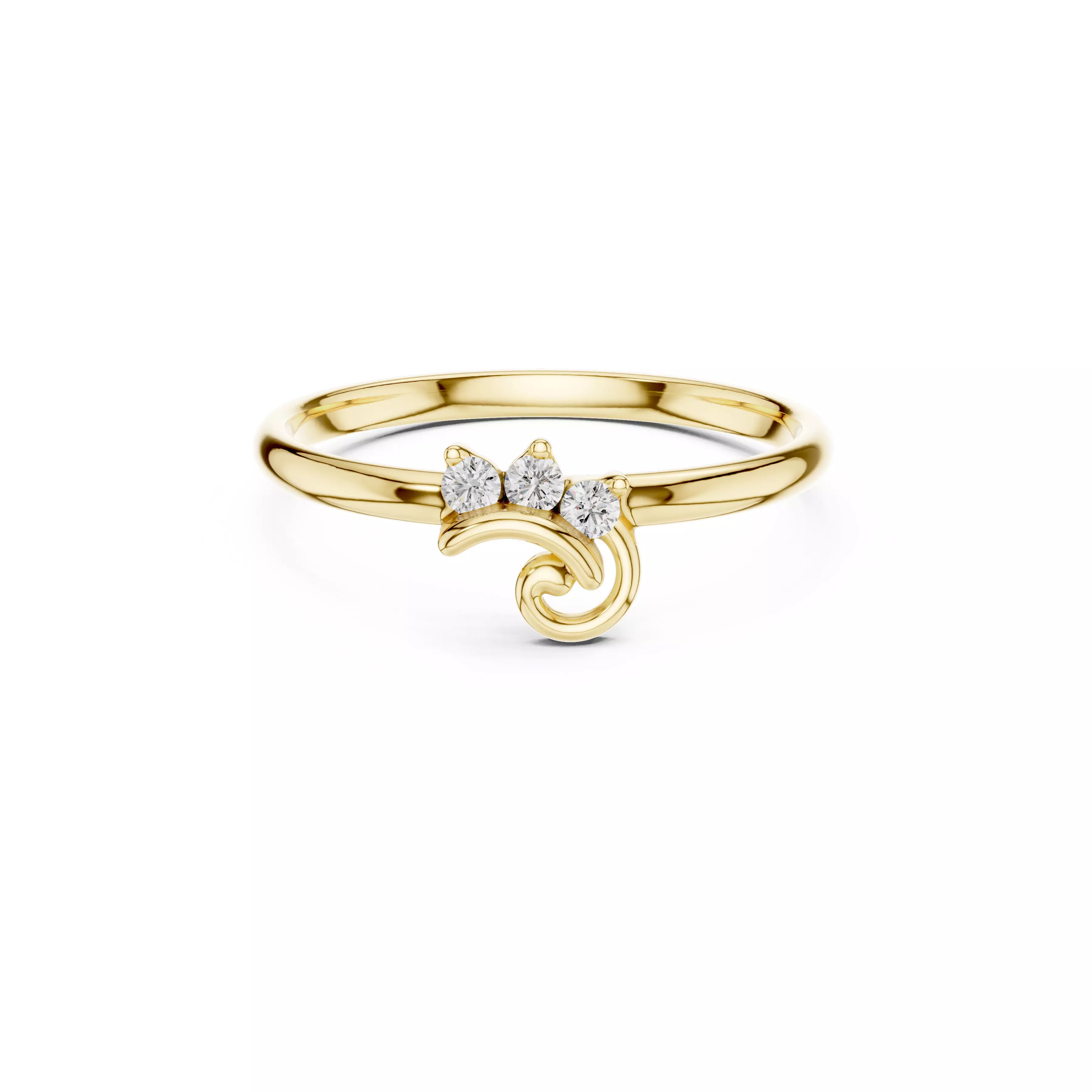 Jewelry Minimal Curved Wave Round Diamond Ring Jewel CAD 3D print model