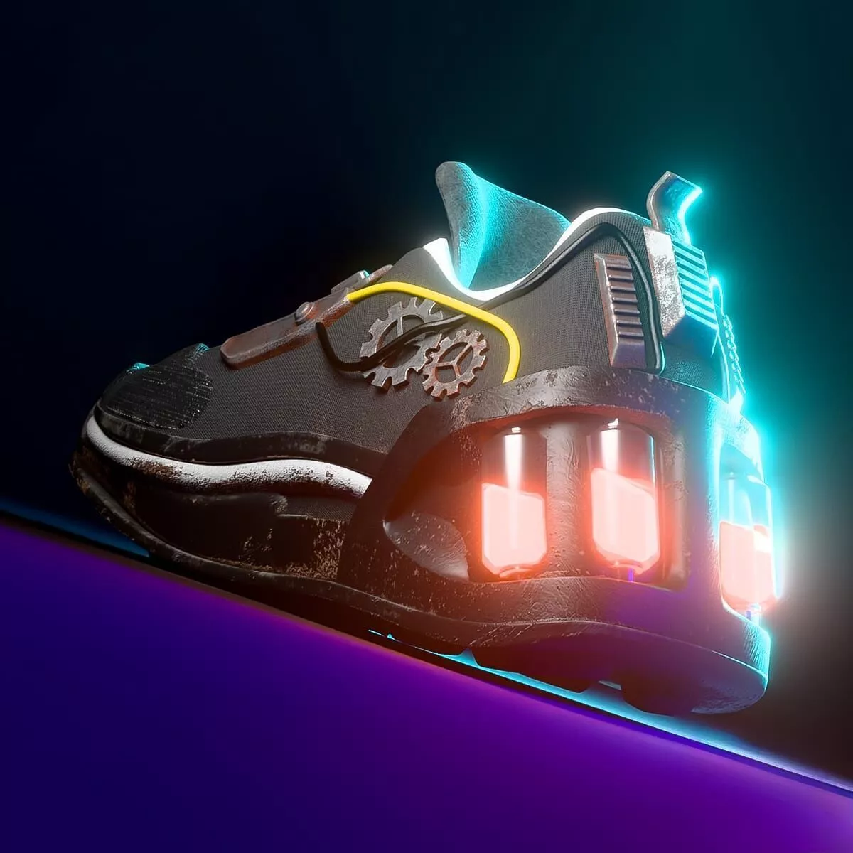 Cyberpunk Post Apocalyptic Sneaker SubD and Game Ready PBR Low-poly 3D model