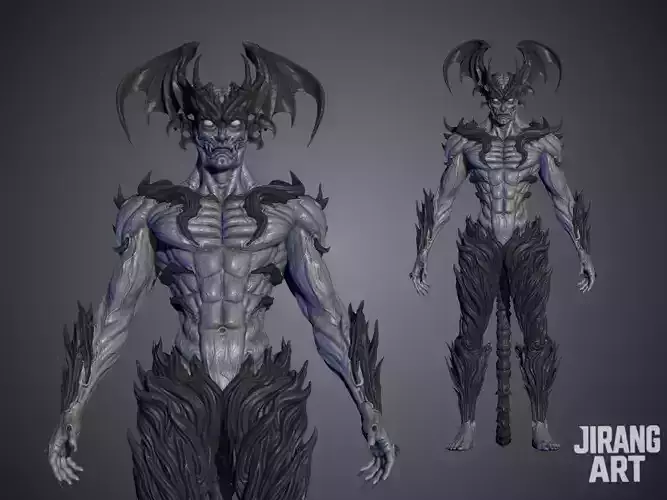 Dark Demon Warrior Standing Version STL File for 3D Printing