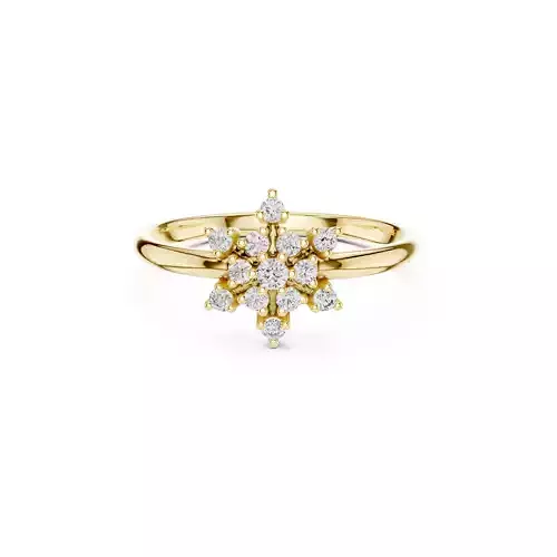 Snowflake Diamond Cluster Ring Radiant Starburst Floral Band