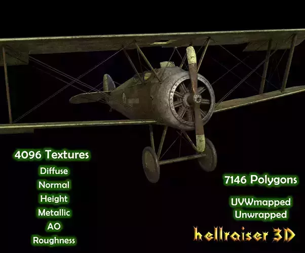 Sopwith Camel Aircraft - PBR - Textured Low-poly 3D model