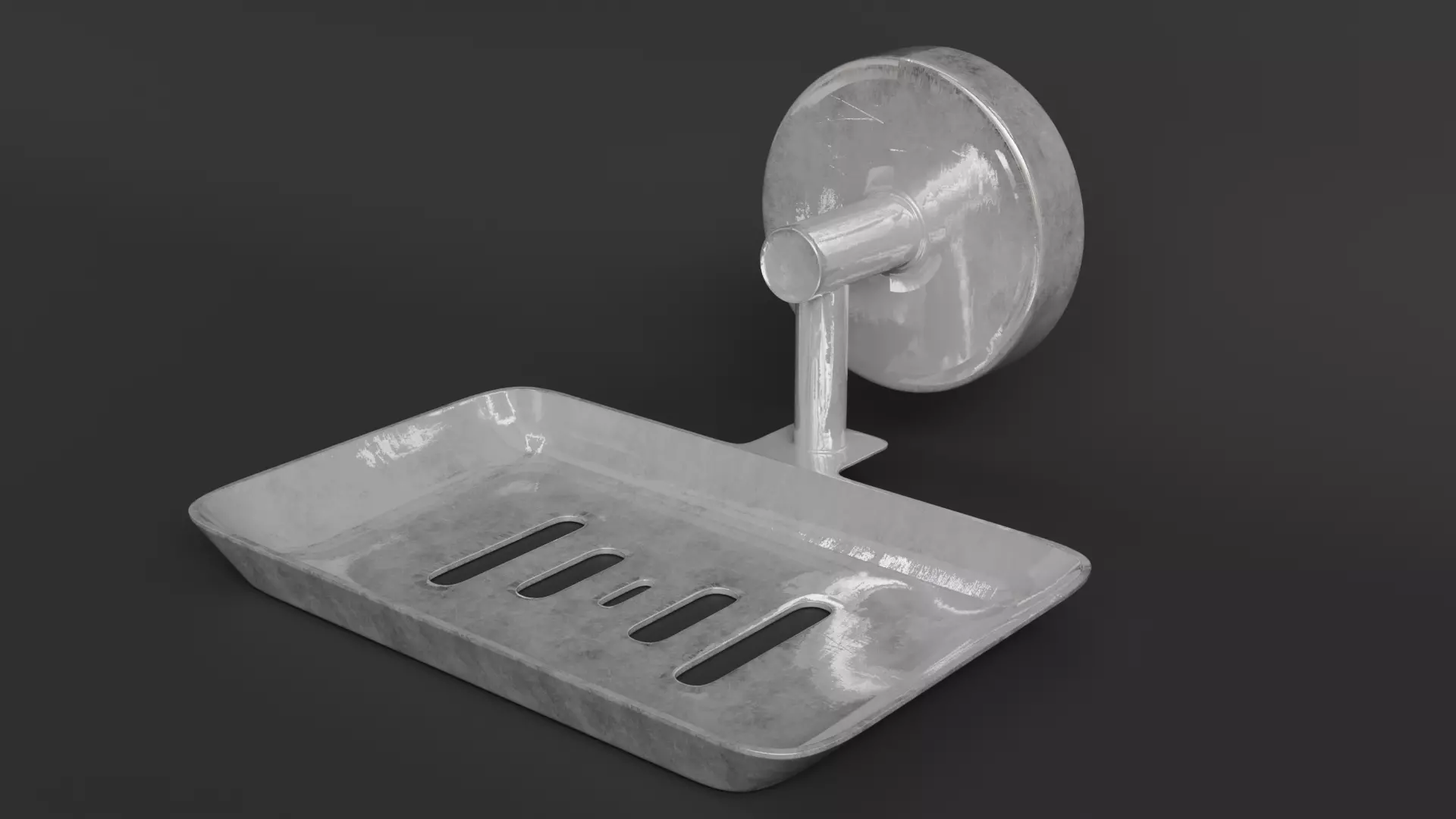 Wall Mounted Metal Soap Holder with PBR Material 3D model