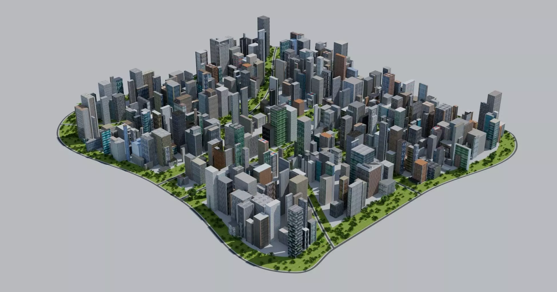 City Downtown Skyscraper Low-poly 3D model