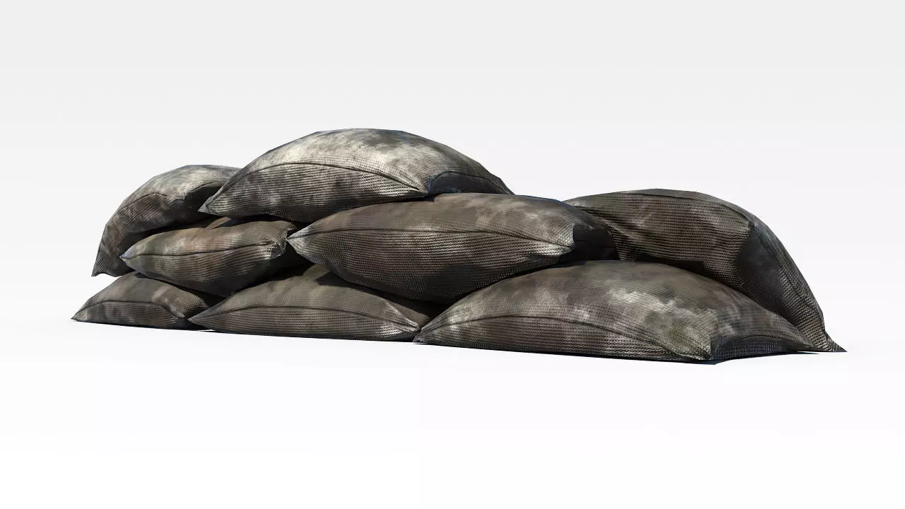 Bags Barricade lowpoly PBR Low-poly 3D model_0