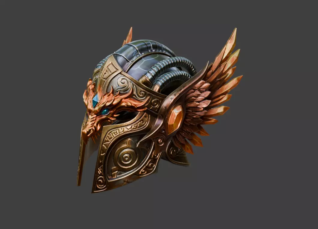 Elemental Phoenix Helm Low-poly 3D model