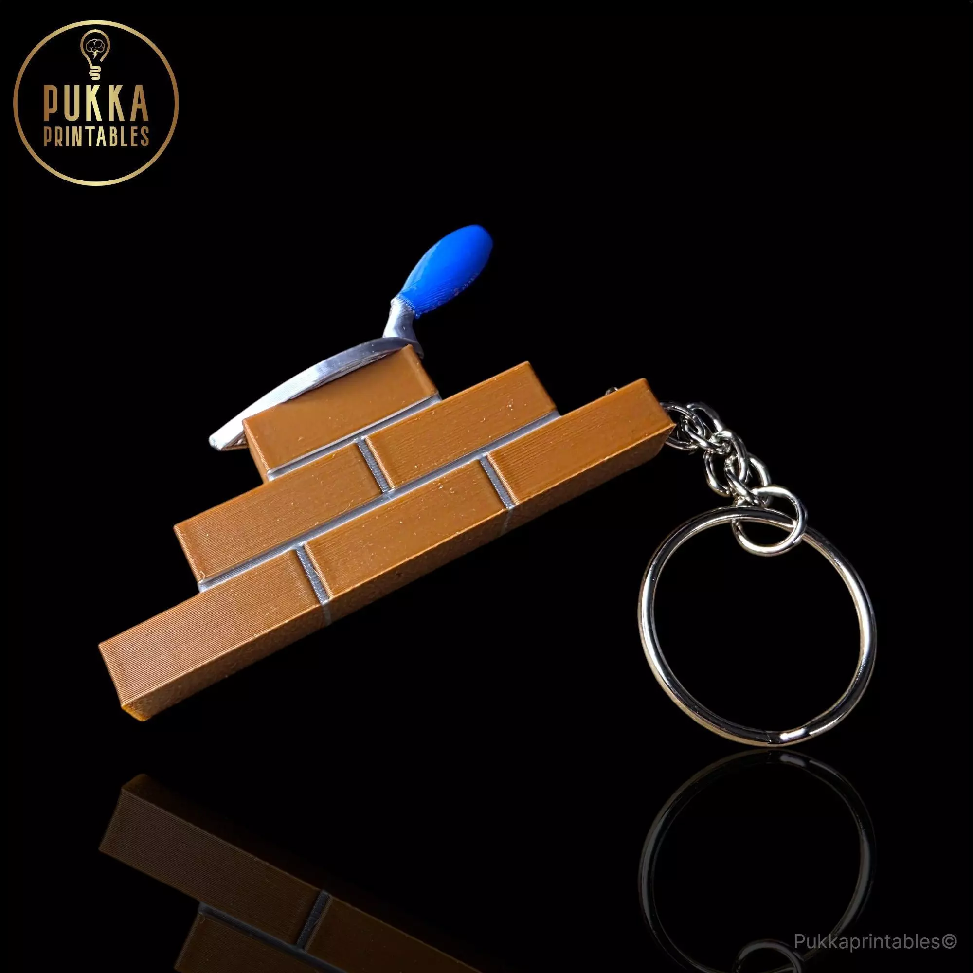 Brick Wall and Trowel Keyring Multi Part 3D Model STL 3MF 3D print model