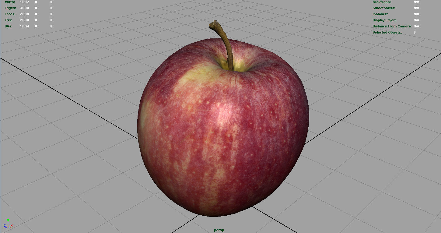 Red Apple Low-poly 3D model_3