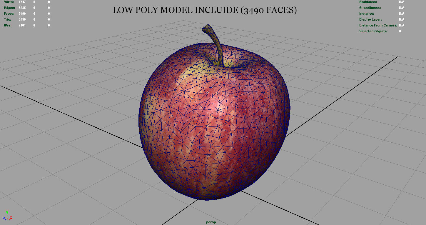 Red Apple Low-poly 3D model_12