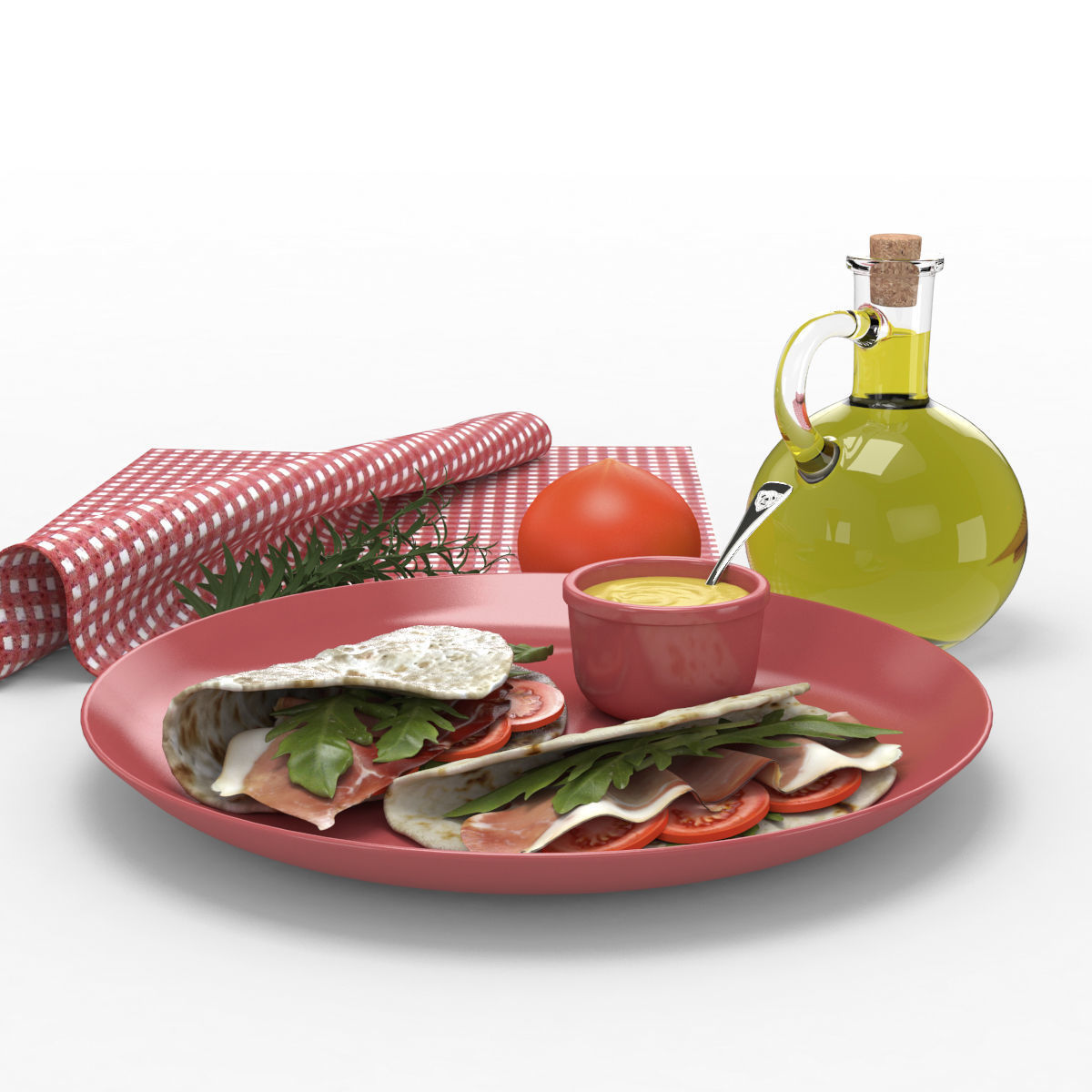 Tortilla with Bacon Set 3D model_1