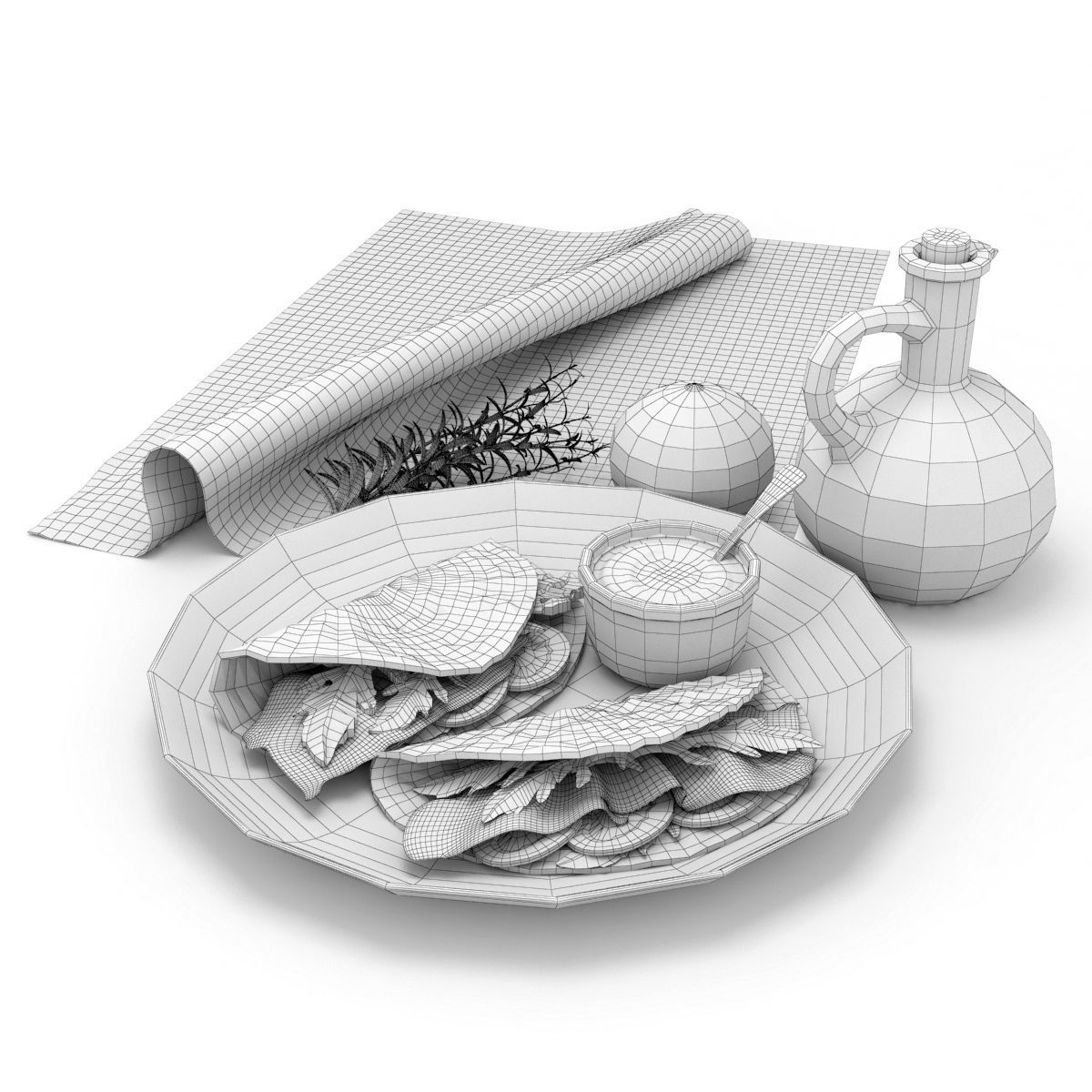 Tortilla with Bacon Set 3D model_4