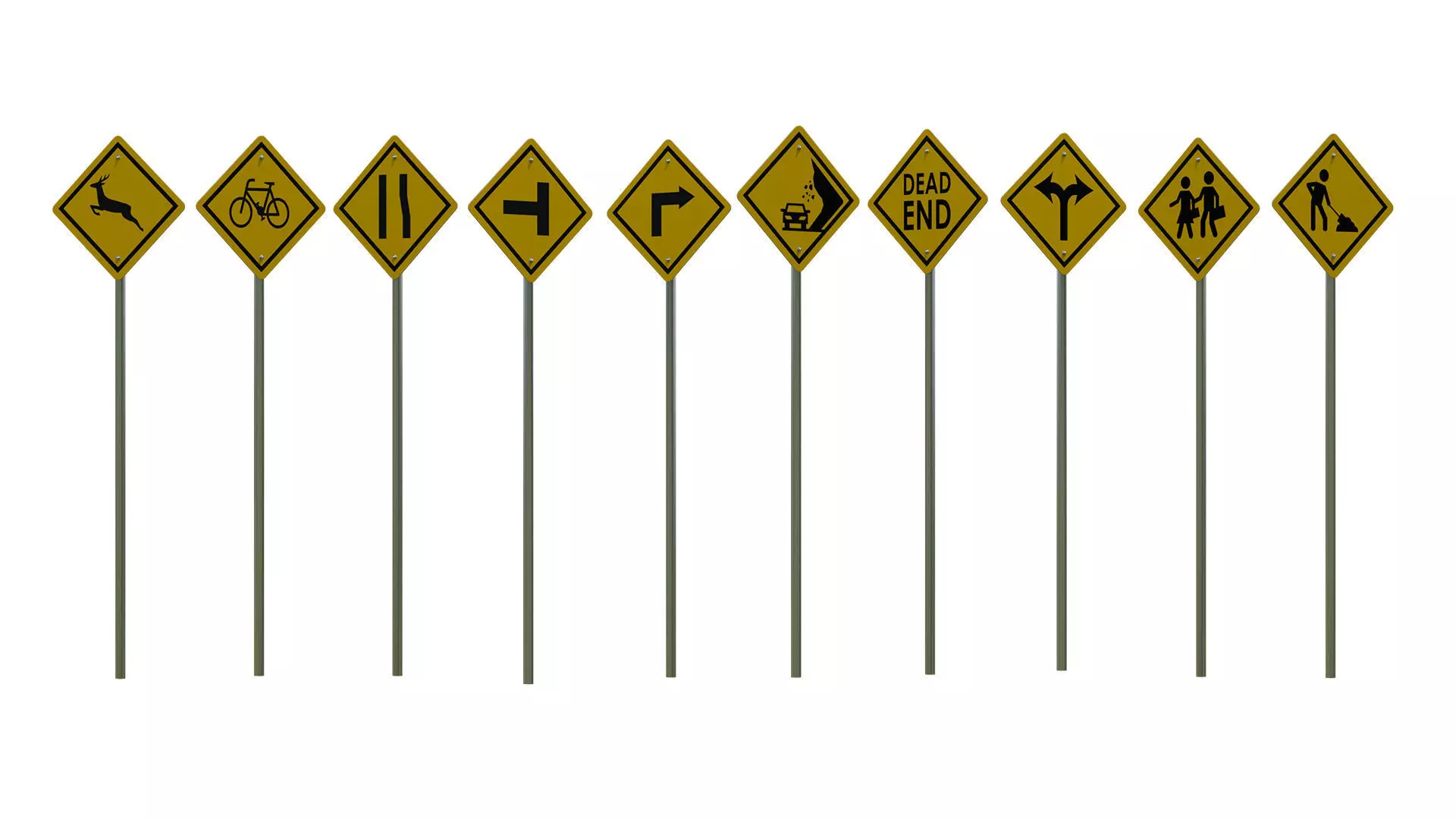 Realistic Road Sign Collection Low-poly 3D model
