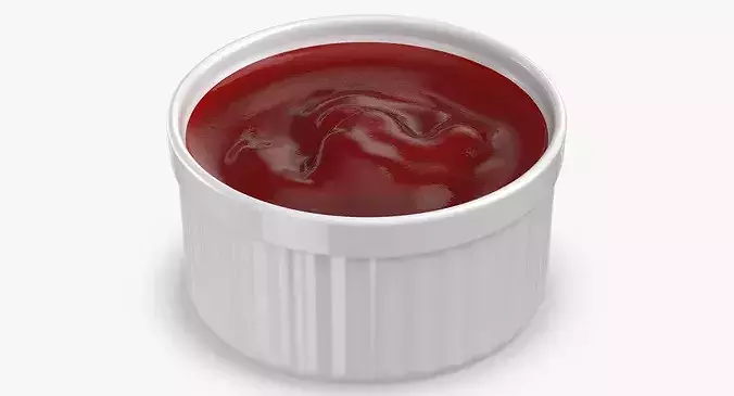 Ketchup Sauce Cup 3D model 7