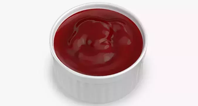 Ketchup Sauce Cup 3D model 4