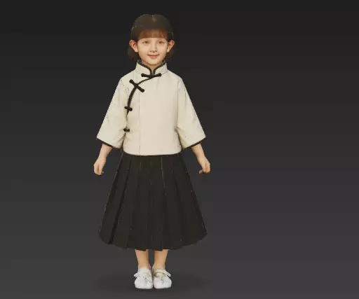 Republic of China a little girl in a student uniform 1 3D model