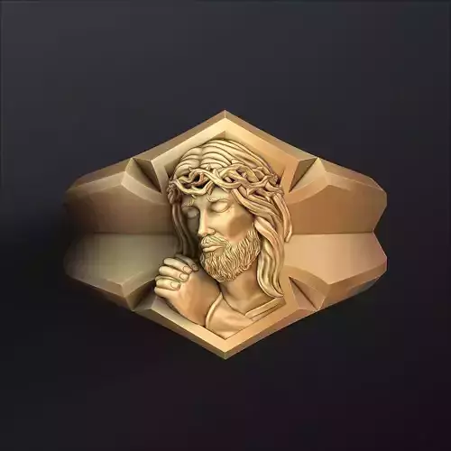 Praying Jesus Cross Ring v2