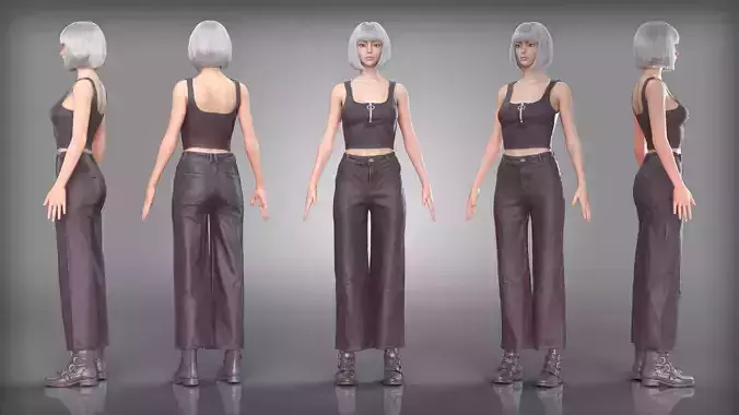 Crop Top Wide Leg Jeans and Combat Boots