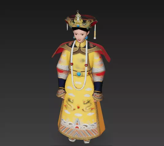 Costume of the empress of the Qing Dynasty in China 3D model