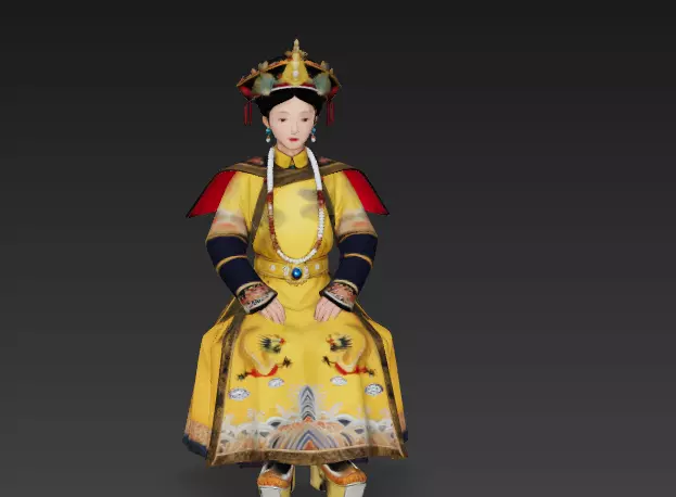 The sitting posture of an empress in Chinas Qing Dynasty 3D model