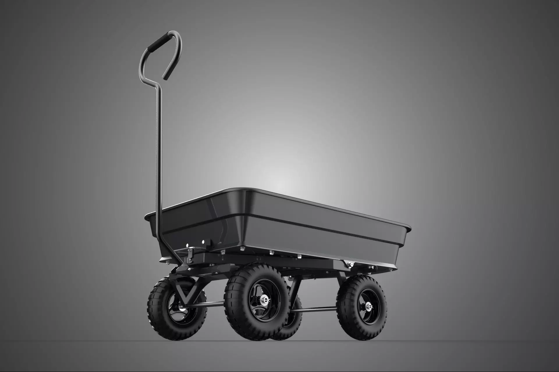 BLACK POLYPROPYLENE PP GARDEN DUMP CART UTILITY TROLLEY WAGON 4W 3D model