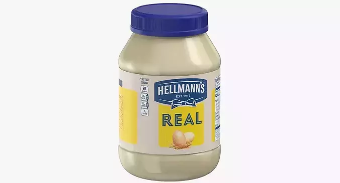 Mayonnaise Sauce Jar 3D model 3