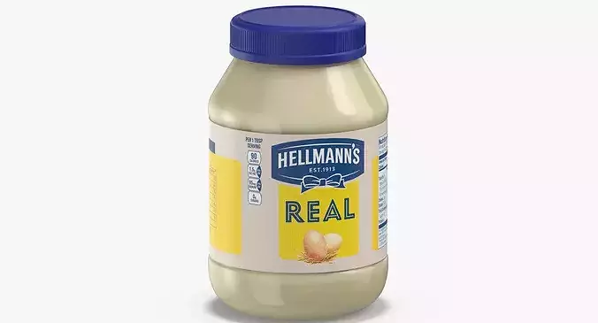 Mayonnaise Sauce Jar 3D model 4