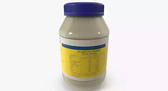 Mayonnaise Sauce Jar 3D model 2