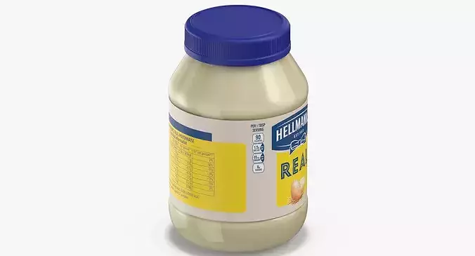 Mayonnaise Sauce Jar 3D model 6