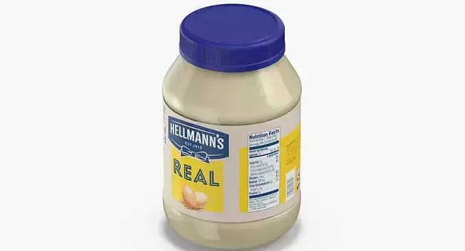 Mayonnaise Sauce Jar 3D model 7