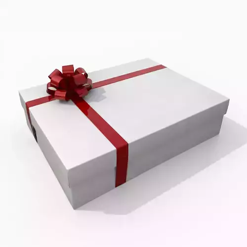 Gift Box - Wide Rectangular with Tied Ribbon Rosette