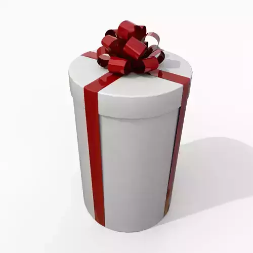 Gift Box - Tall Round with Tied Ribbon Rosette