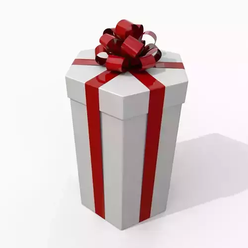 Gift Box - Tall Hexagon with Tied Ribbon Rosette