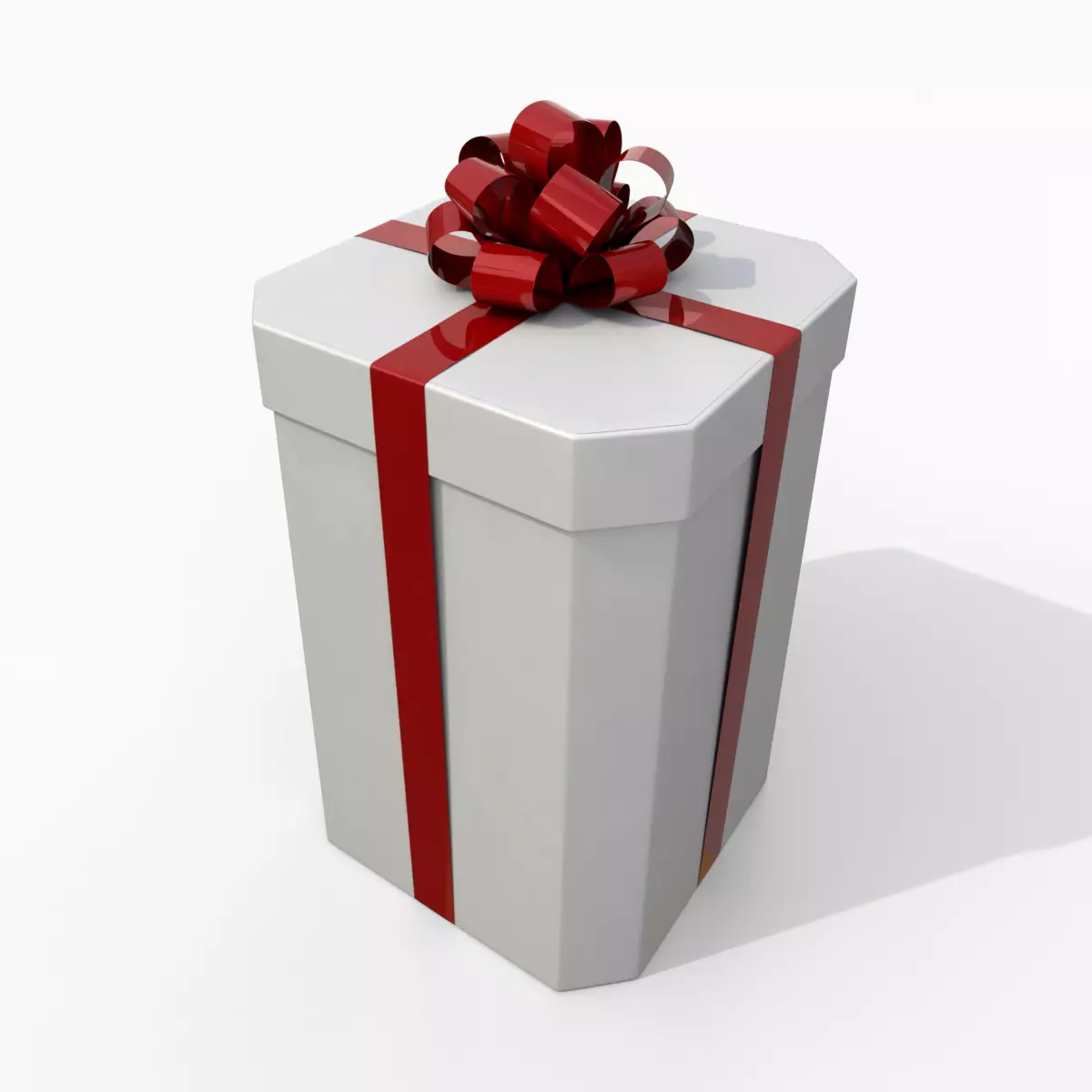 Gift Box - Tall Beveled Edge with Tied Ribbon Rosette Low-poly 3D model