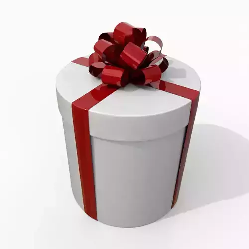 Gift Box - Round with Tied Ribbon Rosette