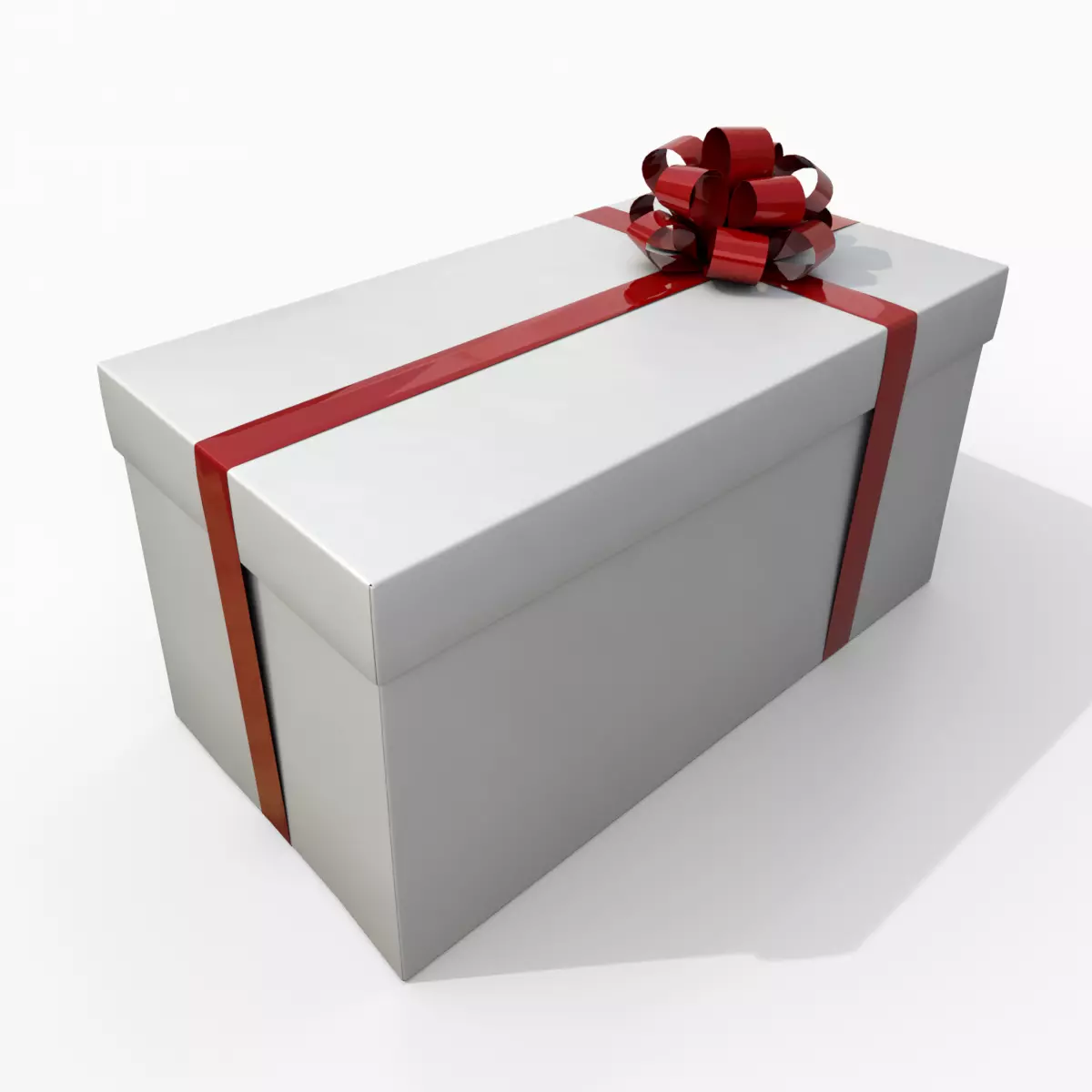 Gift Box - Rectangular with Tied Ribbon Rosette Low-poly 3D model