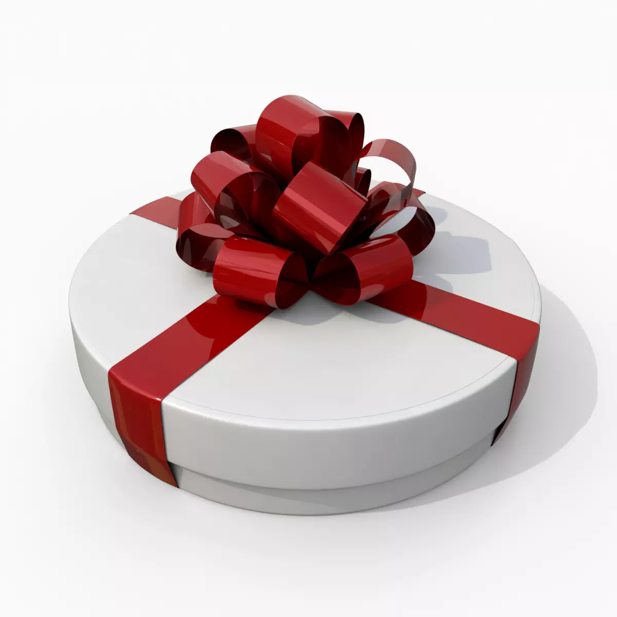 Gift Box - Flat Round with Tied Ribbon Rosette Low-poly 3D model