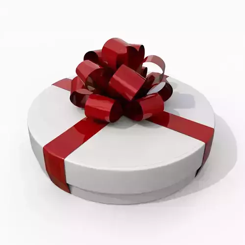 Gift Box - Flat Round with Tied Ribbon Rosette