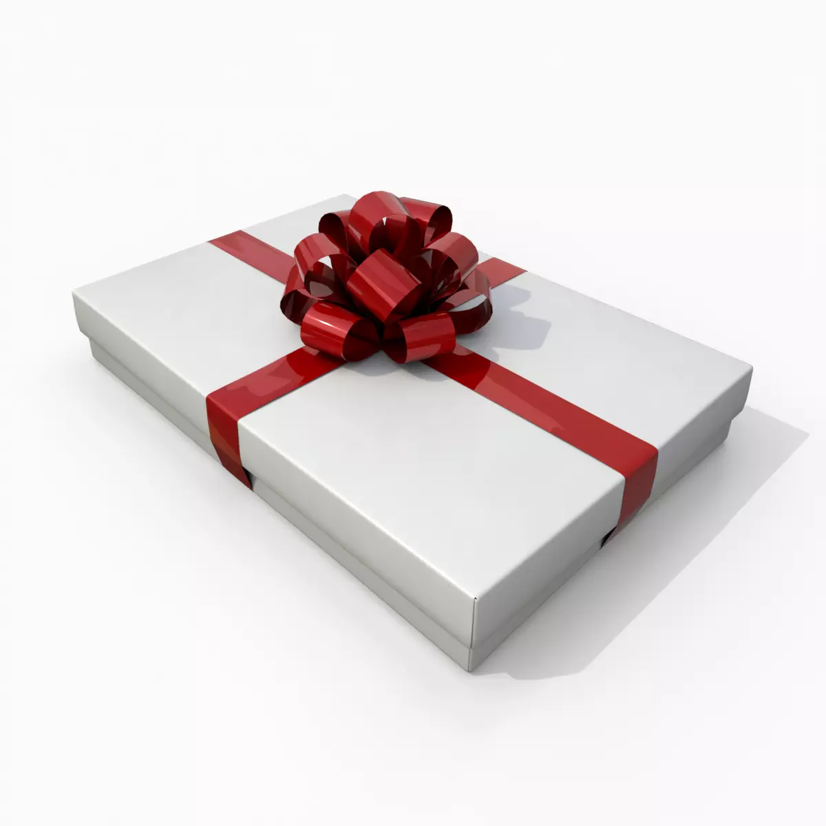 Gift Box - Flat Rectangular with Tied Ribbon Rosette Low-poly 3D model